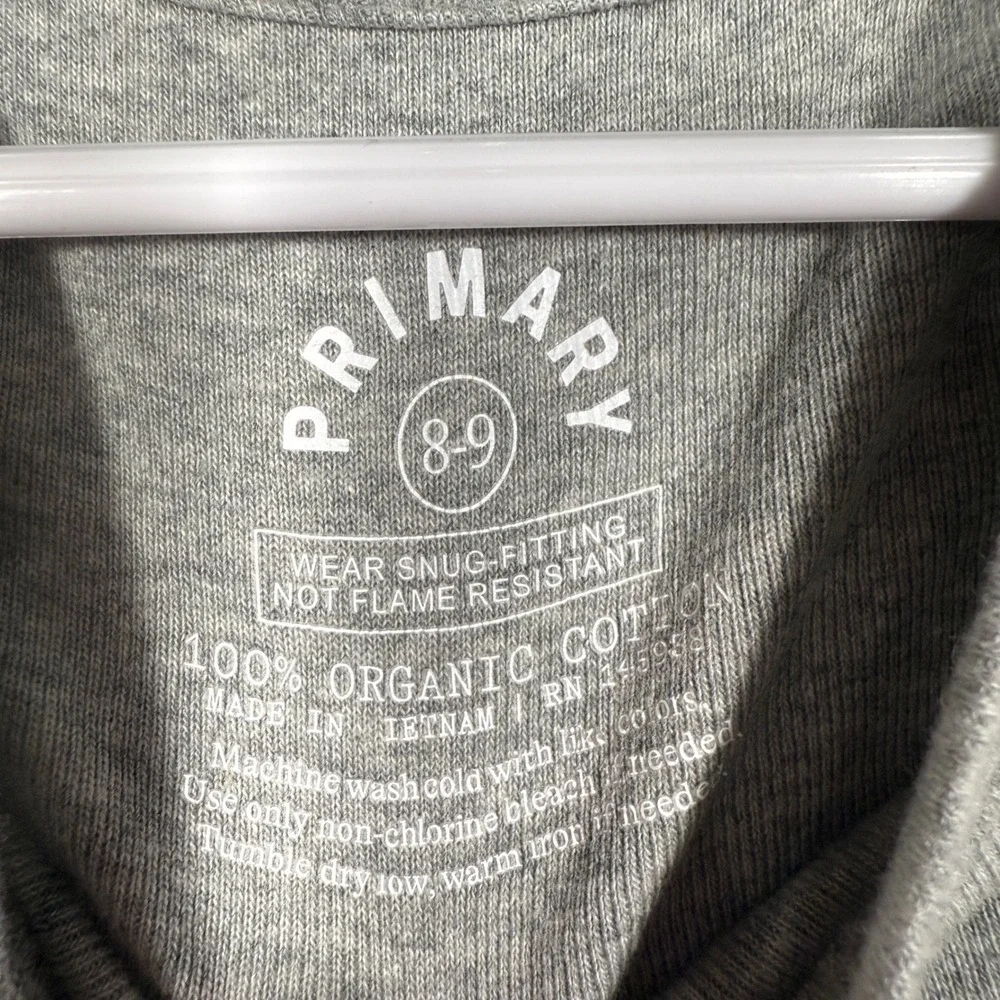 Primary Gray Organic Cotton Short Sleeve T Shirt Top Unisex‎ Size 8 9